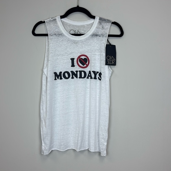 Chaser I Hate Mondays Burnout Tank Top Size Small NEW - Picture 1 of 4